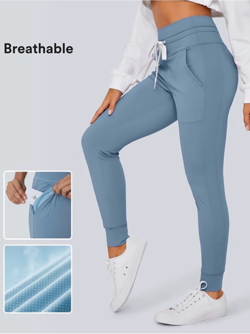 Halara Softyzero highwaisted drawstring pocket plain full length joggers Medium